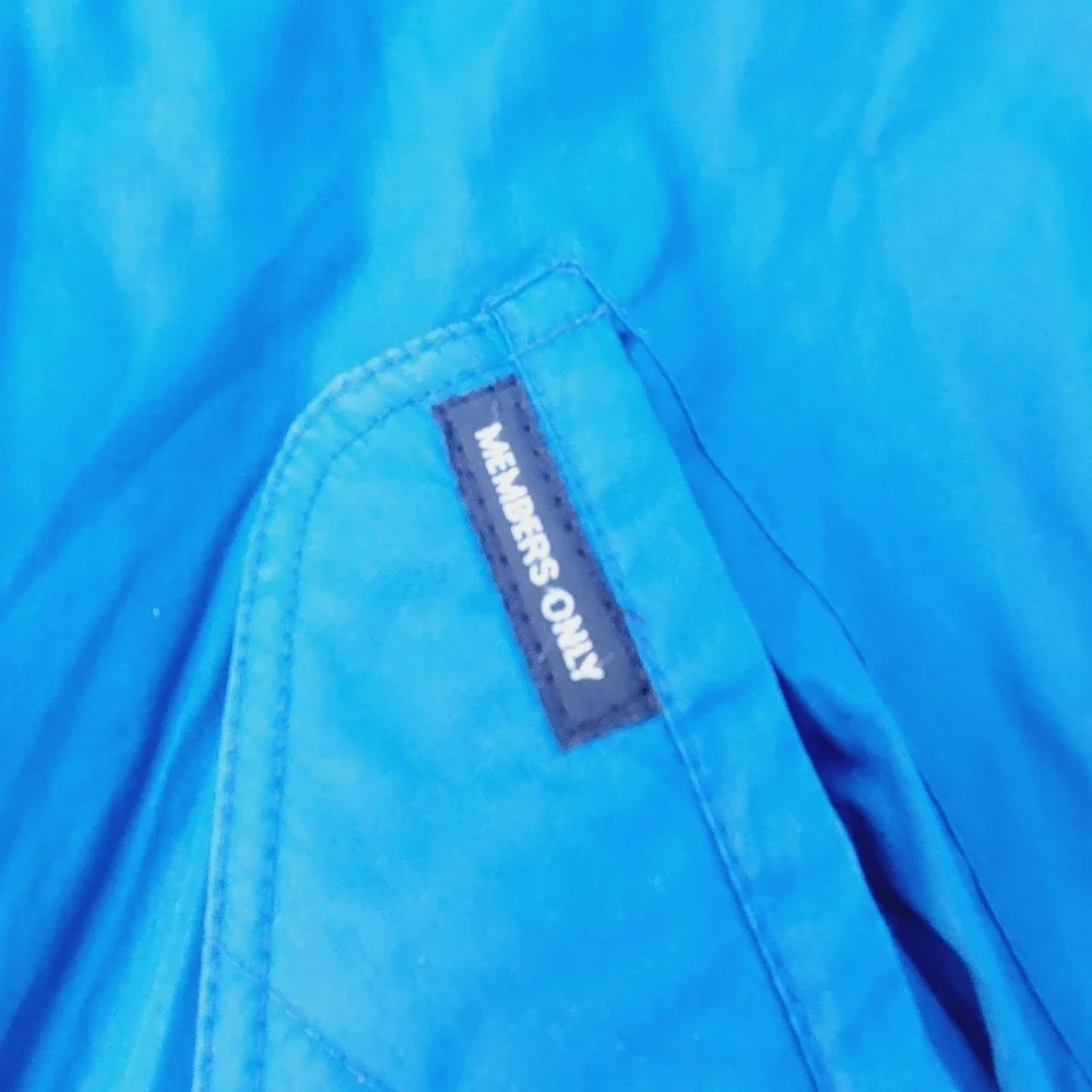 Members Only Vintage Bomber Jacket Mens Size 44 Blue Windbreaker Racer Coat J89
